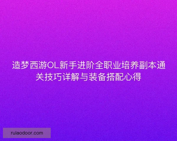 造梦西游OL新手进阶全职业培养副本通关技巧详解与装备搭配心得