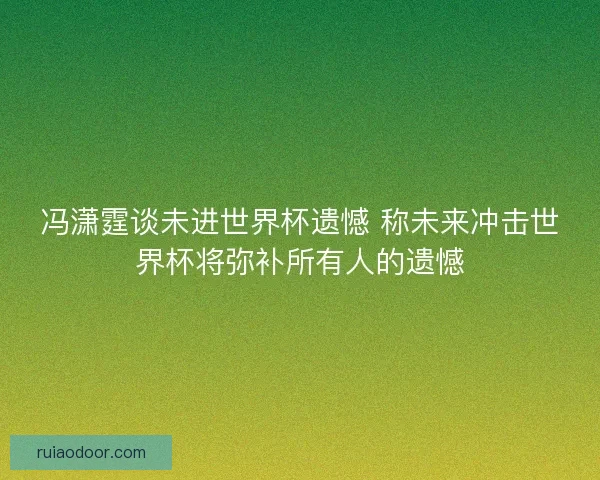 冯潇霆谈未进世界杯遗憾 称未来冲击世界杯将弥补所有人的遗憾